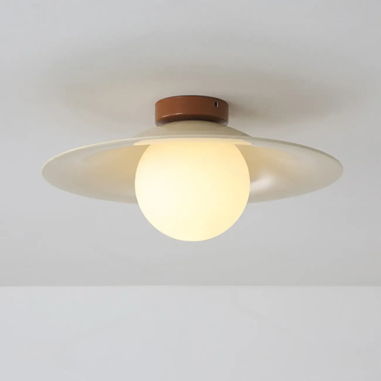 Small Geometric Semi Flush Ceiling Light with Plastic Shade Image - 11