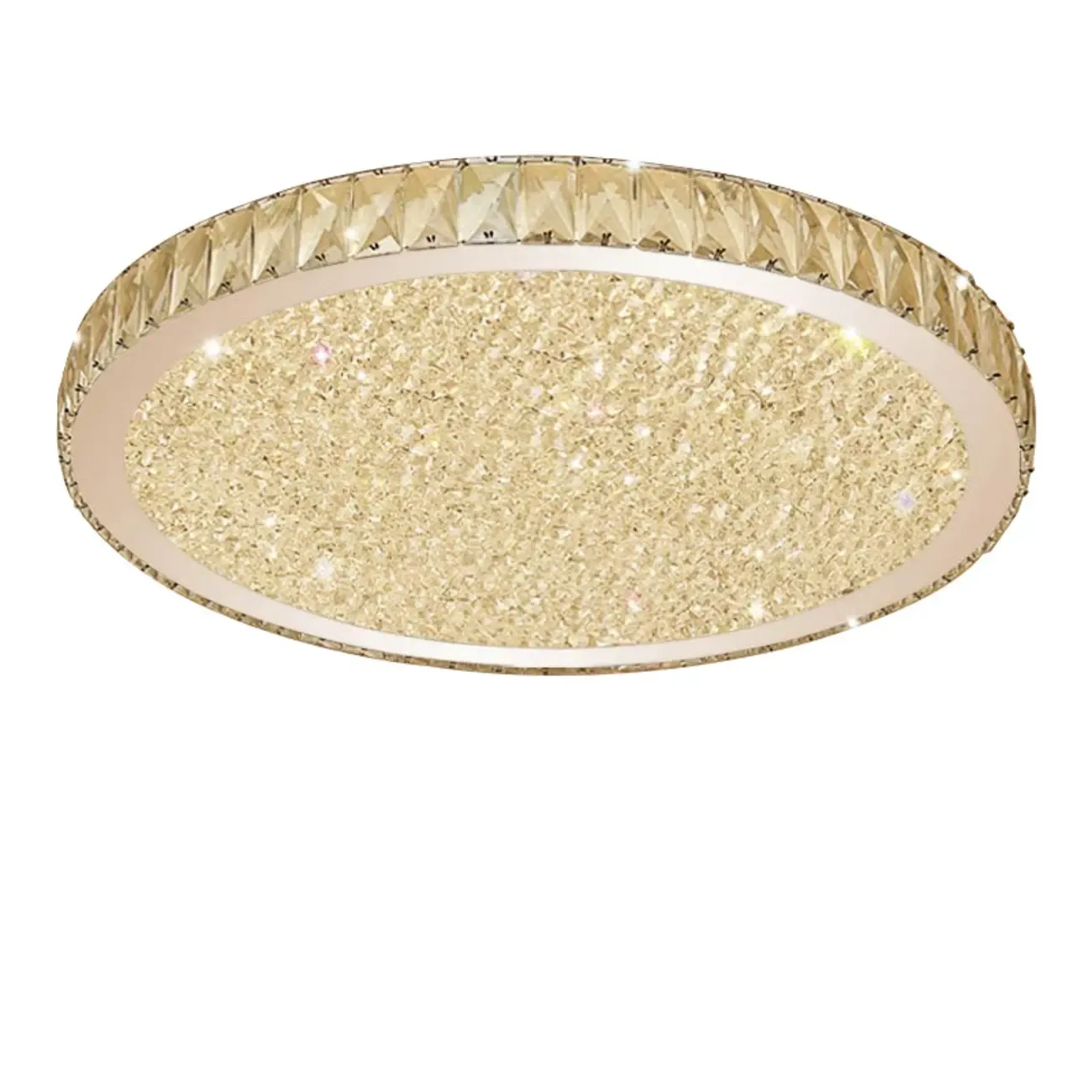 Luxury Circular Crystal Flush Ceiling Light for Living Room Image - 5