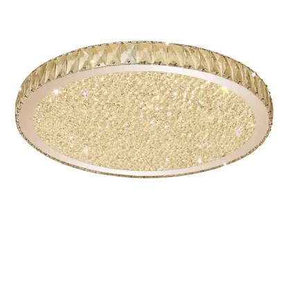 Luxury Circular Crystal Flush Ceiling Light for Living Room Image - 5