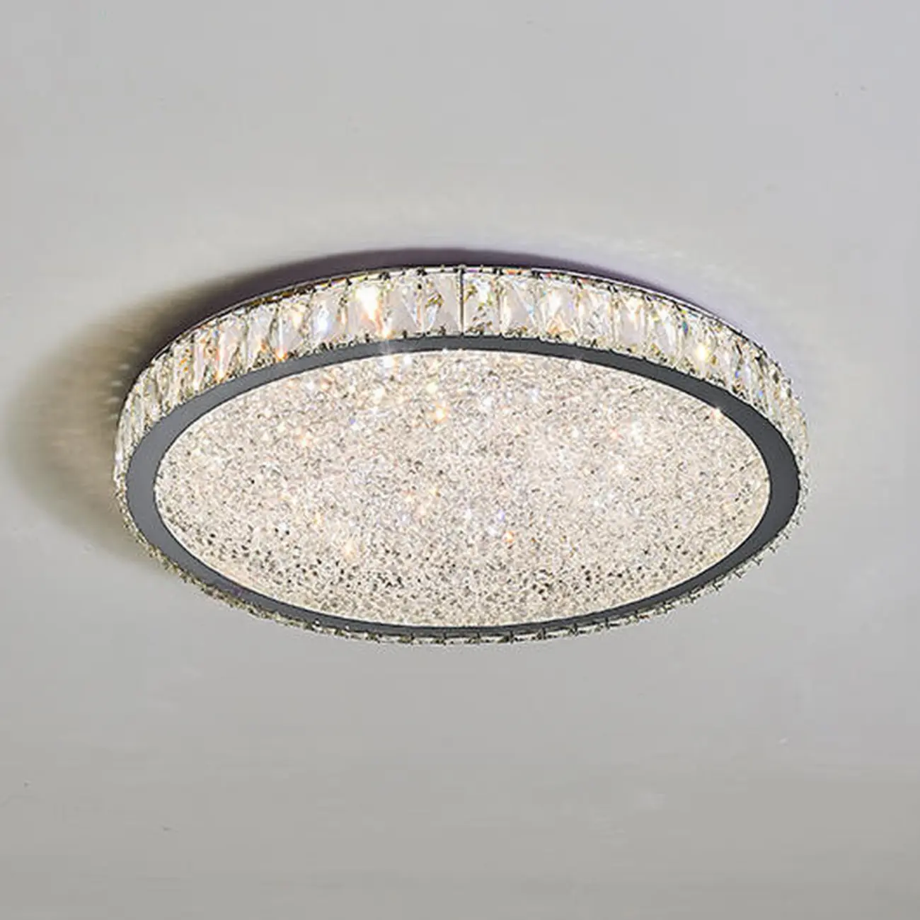 Luxury Circular Crystal Flush Ceiling Light for Living Room Image - 6 | homeyfad