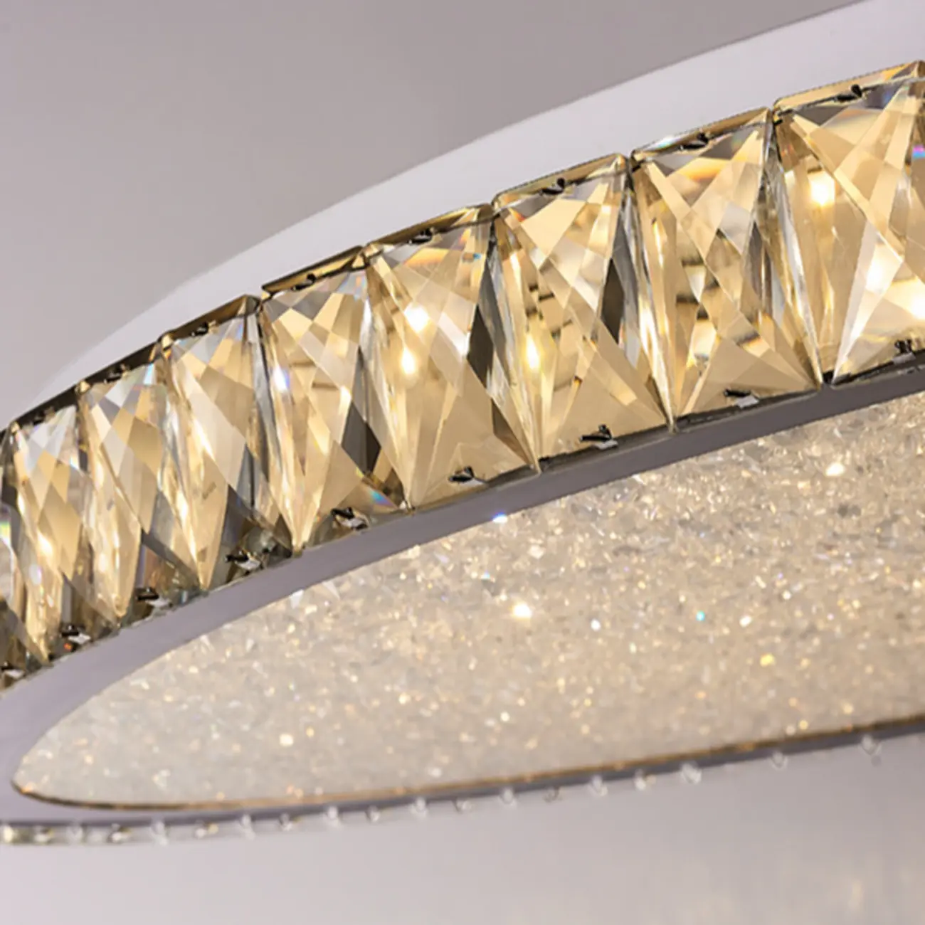 Luxury Circular Crystal Flush Ceiling Light for Living Room Image - 9 | homeyfad