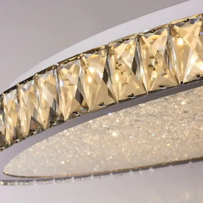 Luxury Circular Crystal Flush Ceiling Light for Living Room Image - 9