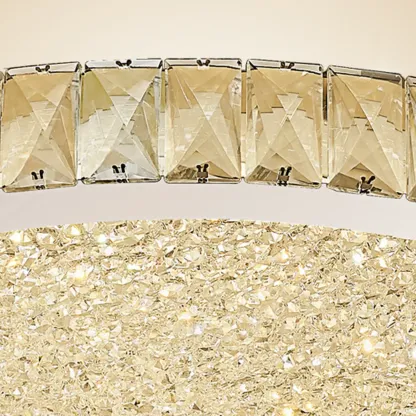 Luxury Circular Crystal Flush Ceiling Light for Living Room Image - 10