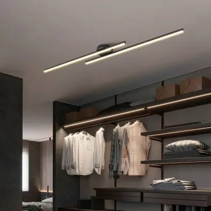 2-Light Linear LED Semi Flush Ceiling Light for Living Room Image - 1