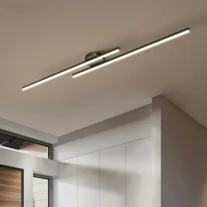 2-Light Linear LED Semi Flush Ceiling Light for Living Room Image - 4