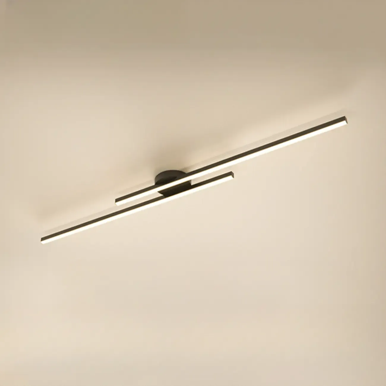 2-Light Linear LED Semi Flush Ceiling Light for Living Room Image - 9