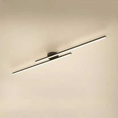2-Light Linear LED Semi Flush Ceiling Light for Living Room Image - 9