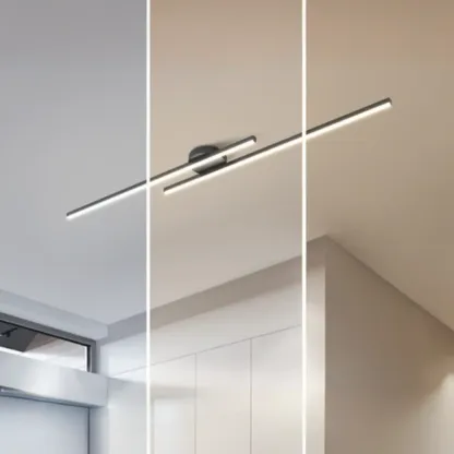2-Light Linear LED Semi Flush Ceiling Light for Living Room Image - 16