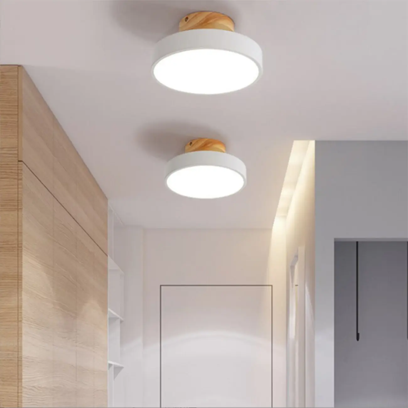Drum LED Semi-Flush Mount Ceiling Light for Living Room Image - 1 | homeyfad