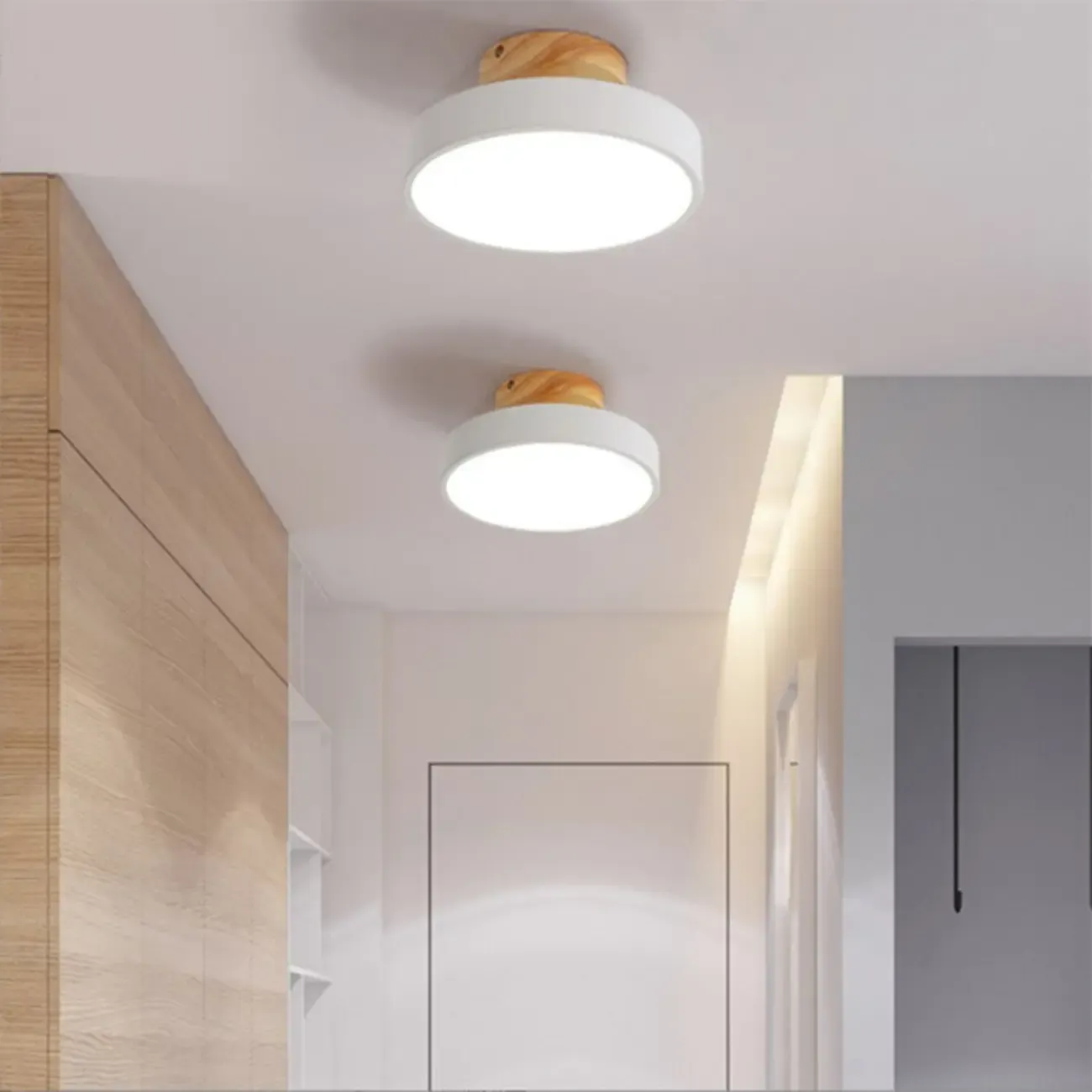 Drum LED Semi-Flush Mount Ceiling Light for Living Room Image - 1