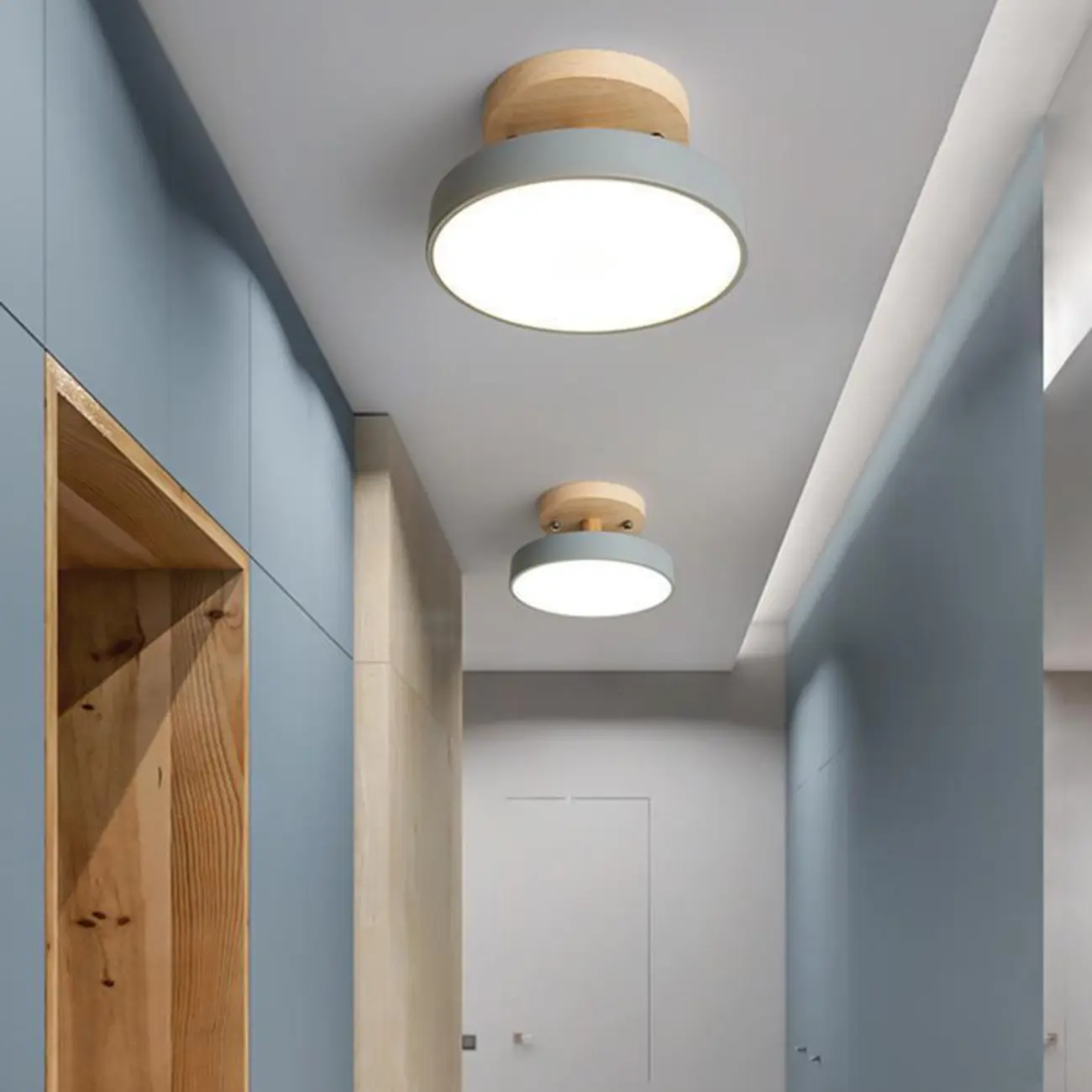 Drum LED Semi-Flush Mount Ceiling Light for Living Room Image - 2 | homeyfad