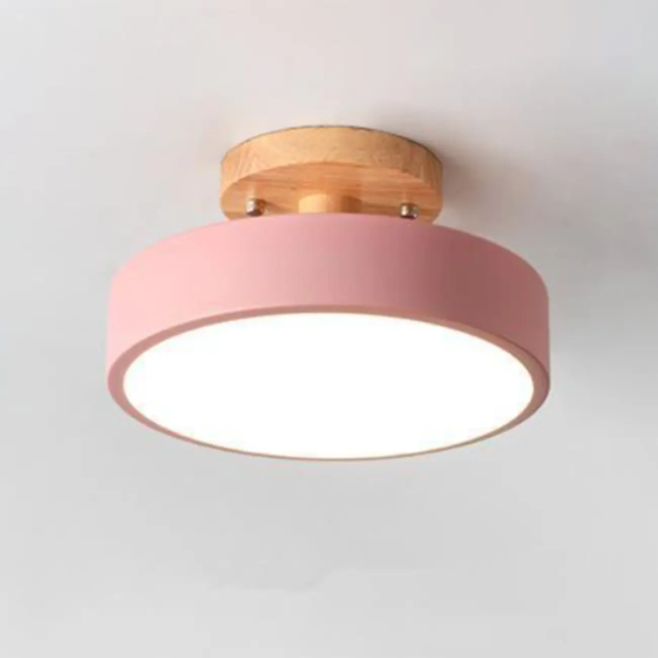 Drum LED Semi-Flush Mount Ceiling Light for Living Room Image - 9 | homeyfad