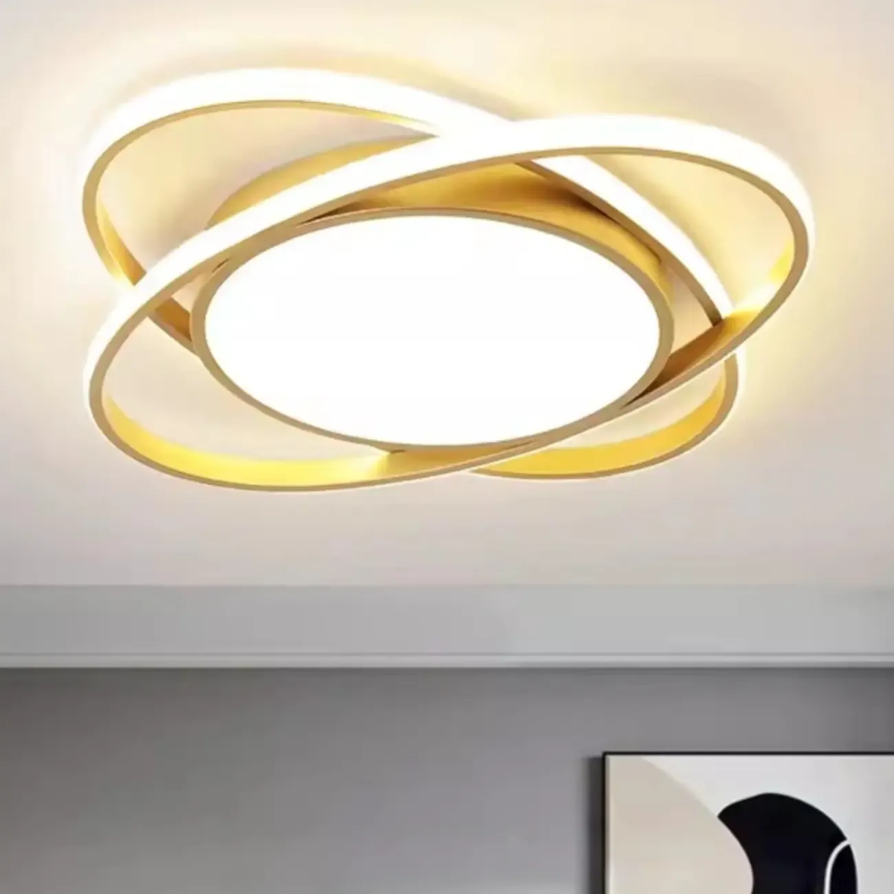 Geometric Acrylic Flush Ceiling Light for Residential Living Image - 4