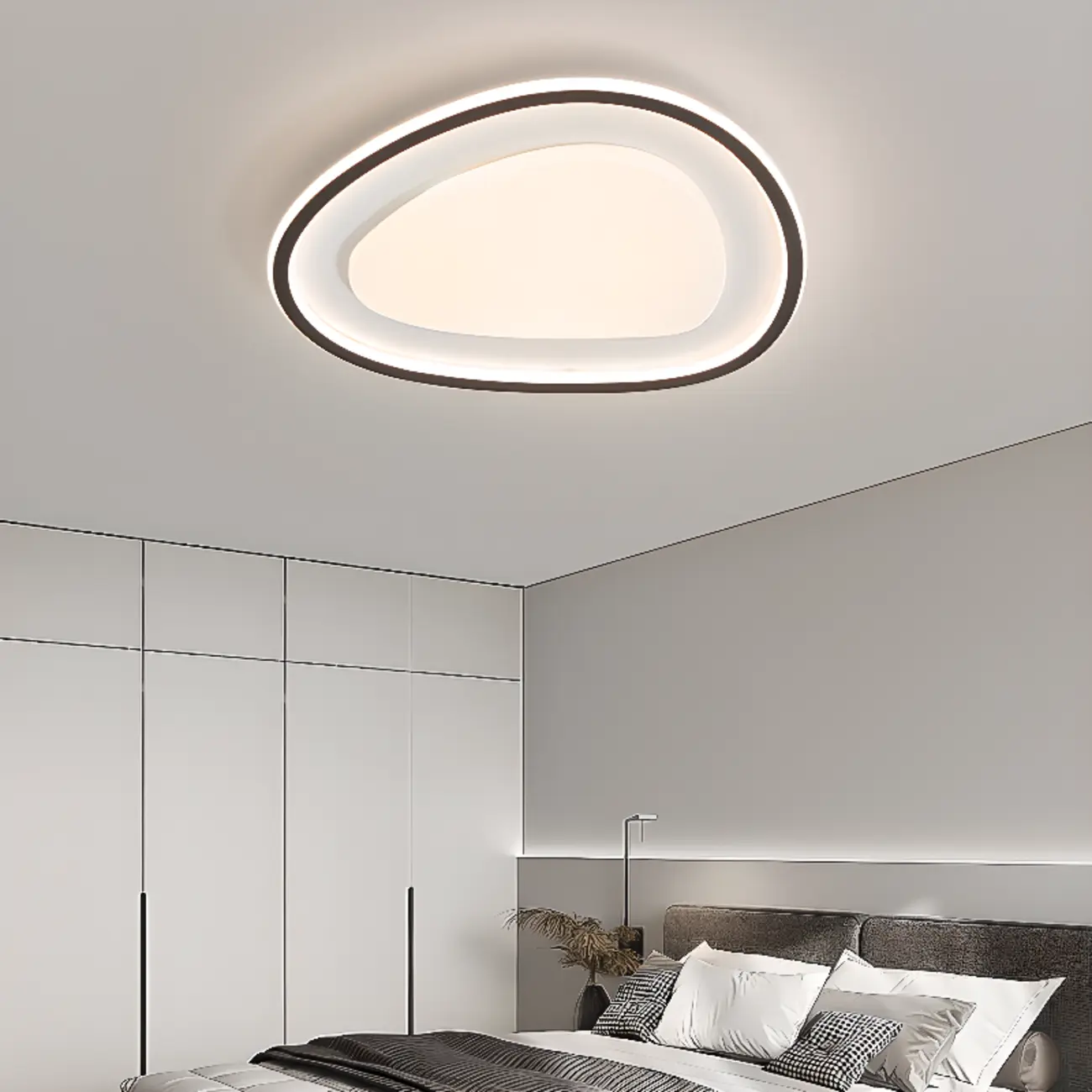 Modern Black-White Flush Ceiling Light with 3 Gear Dimming Image - 15 | homeyfad