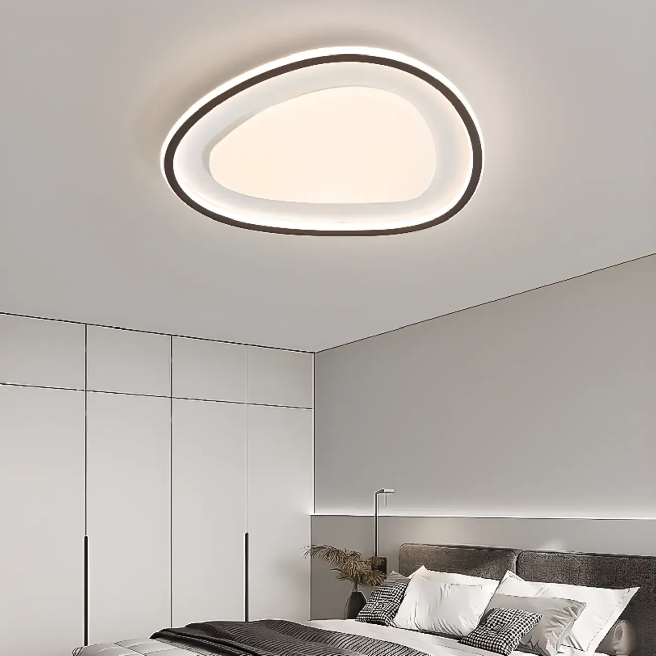Modern Black-White Flush Ceiling Light with 3 Gear Dimming Image - 15