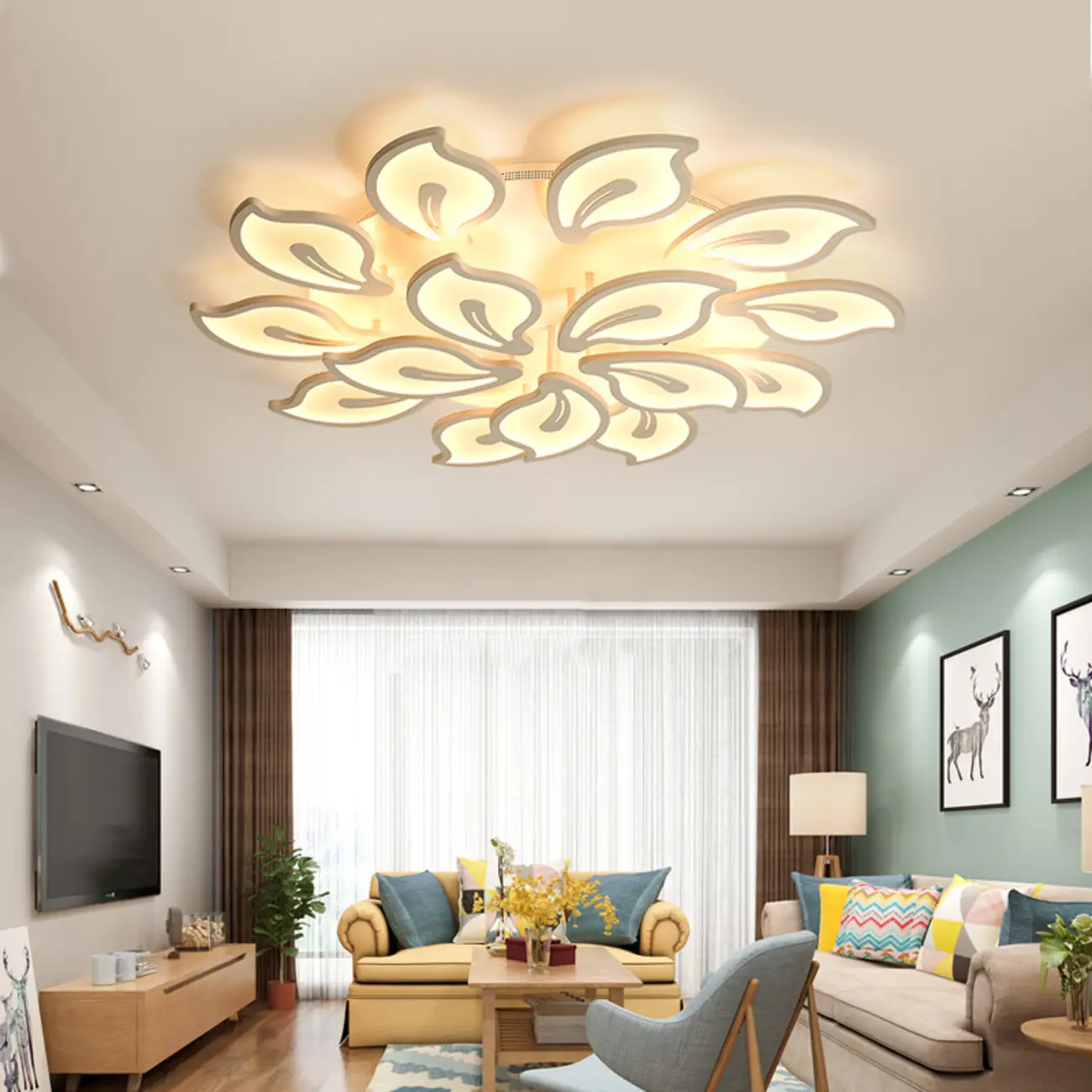 Elegant Flush Mount LED Ceiling Light for Indoor Use Image - 2 | homeyfad