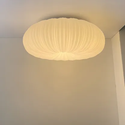 Modern Circle-shaped Flush Ceiling Light With Resin Shade Image - 7
