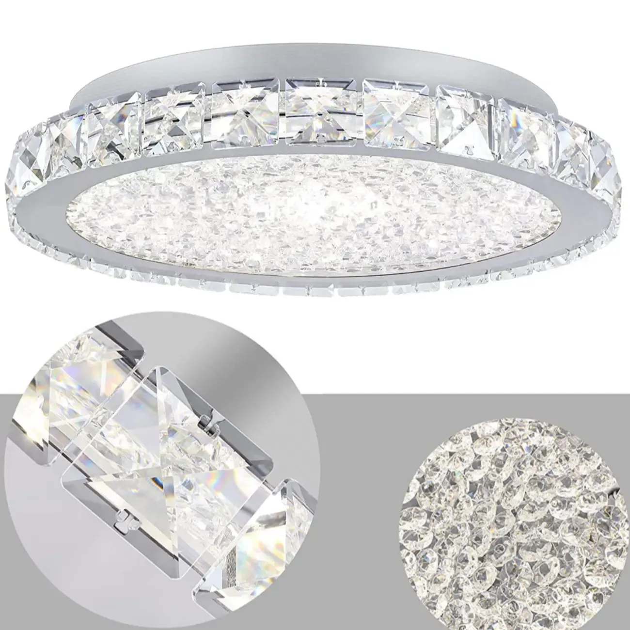 Small LED Flush Mount Ceiling Light with Crystal Shade  Image - 7