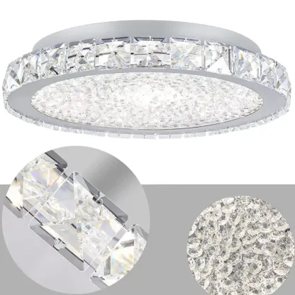 Small LED Flush Mount Ceiling Light with Crystal Shade  Image - 7