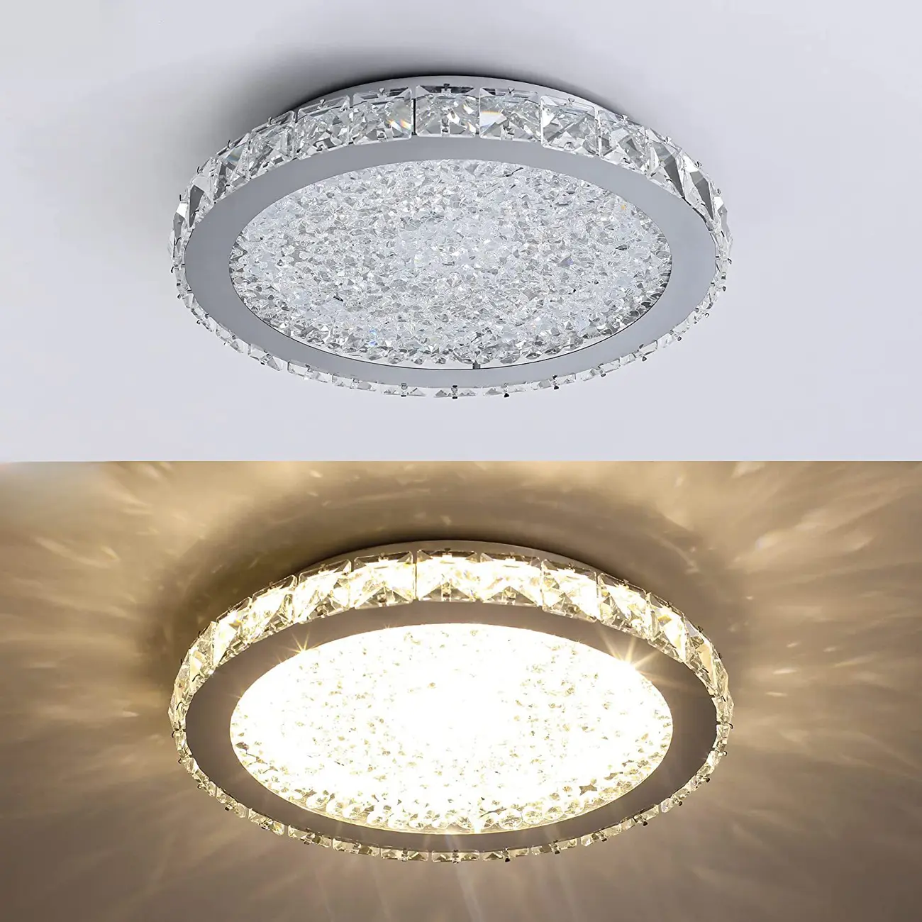 Small LED Flush Mount Ceiling Light with Crystal Shade  Image - 8 | homeyfad
