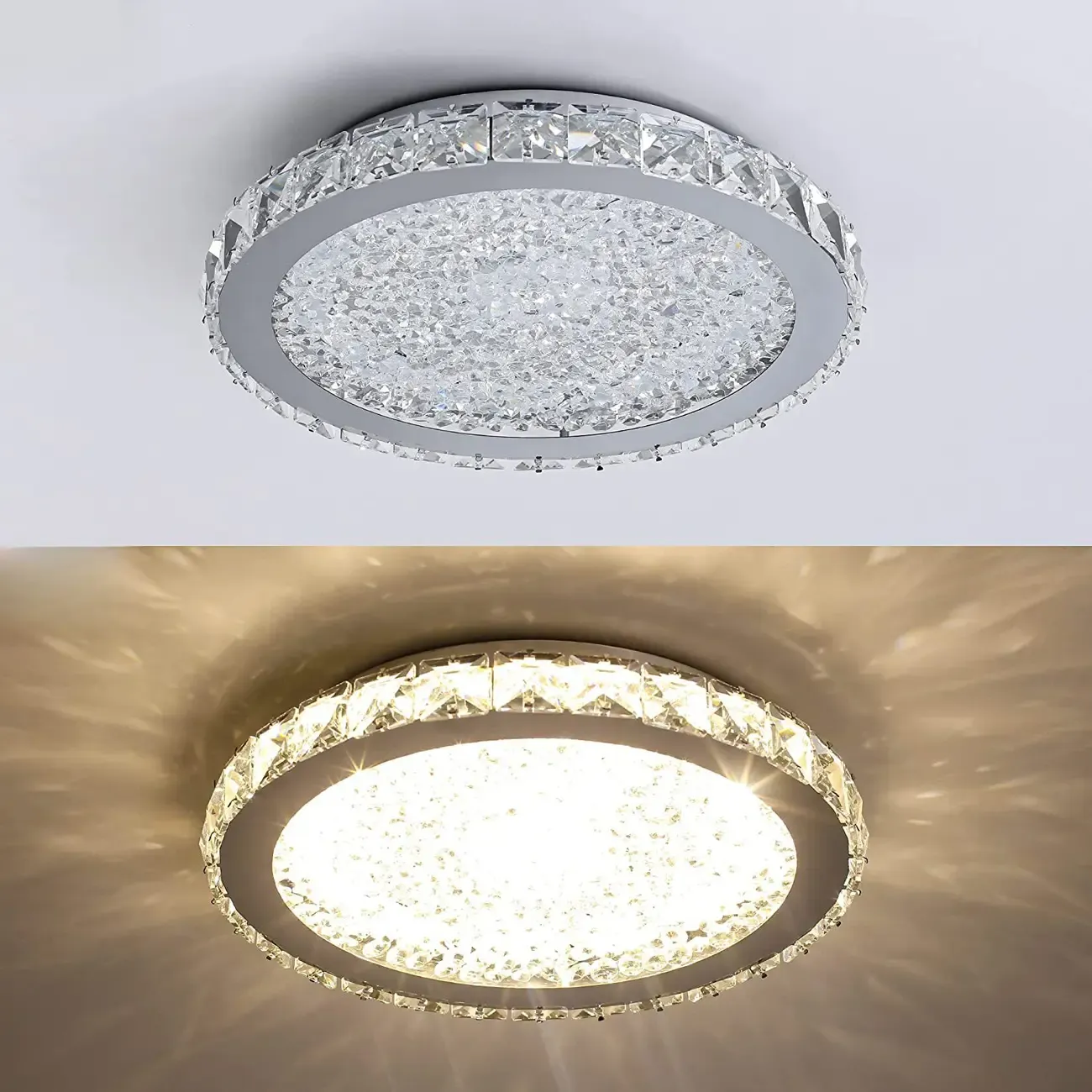 Small LED Flush Mount Ceiling Light with Crystal Shade  Image - 8