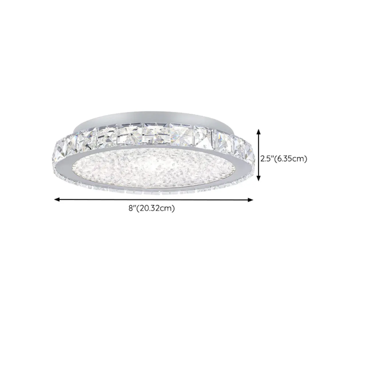 Small LED Flush Mount Ceiling Light with Crystal Shade  #size