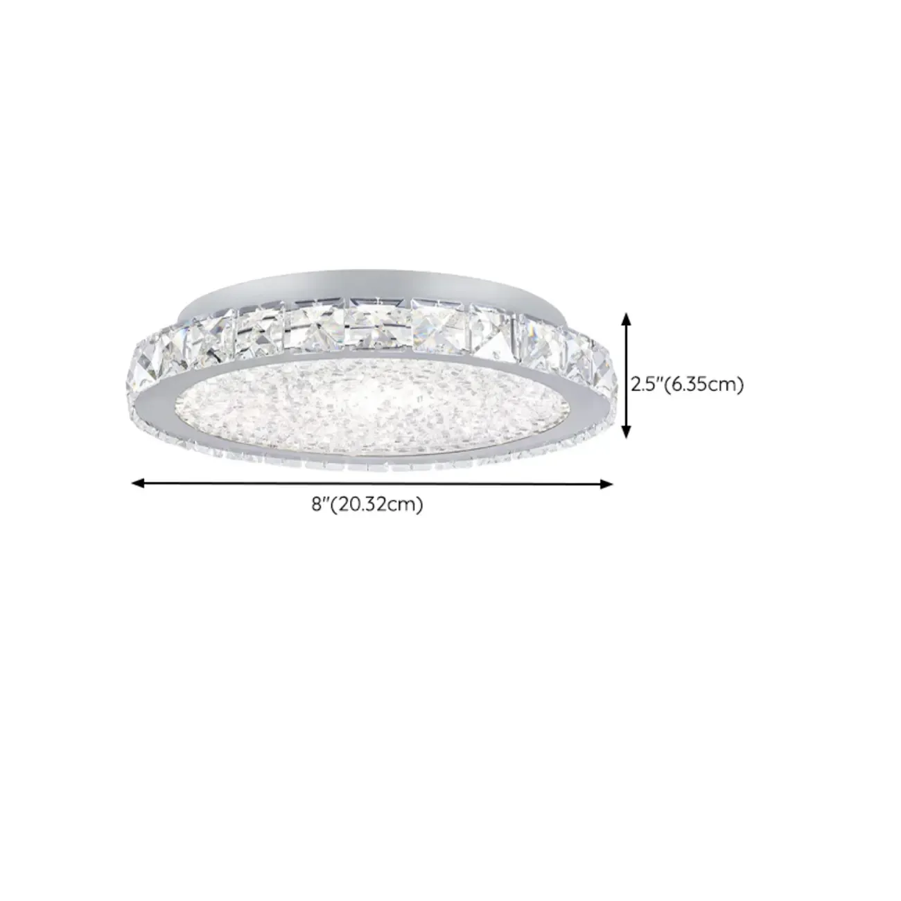 Small LED Flush Mount Ceiling Light with Crystal Shade  #size