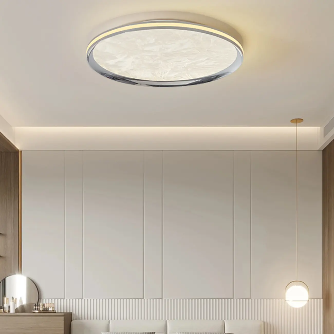 Modern Circular Flush Mount Ceiling Light with Acrylic Shade  Image - 1 | homeyfad