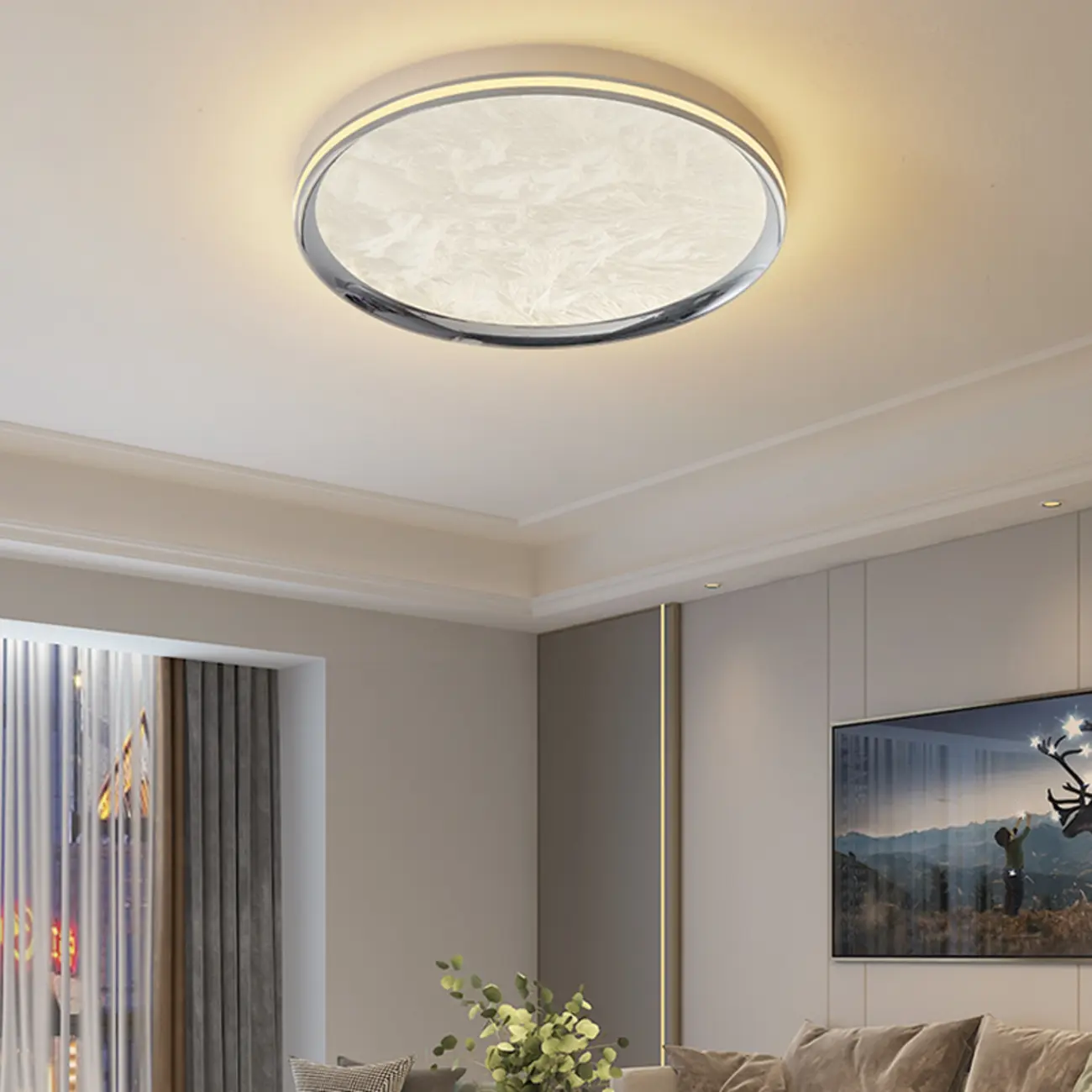 Modern Circular Flush Mount Ceiling Light with Acrylic Shade  Image - 3 | homeyfad