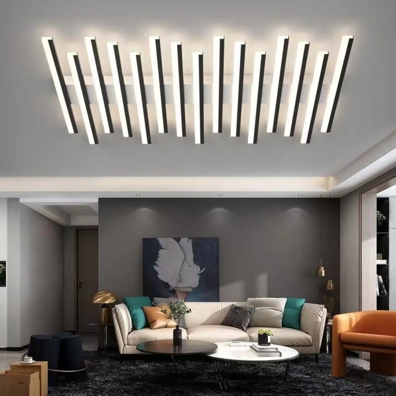 Linear LED Semi Flush Ceiling Light for Residential Use Image - 1 | homeyfad