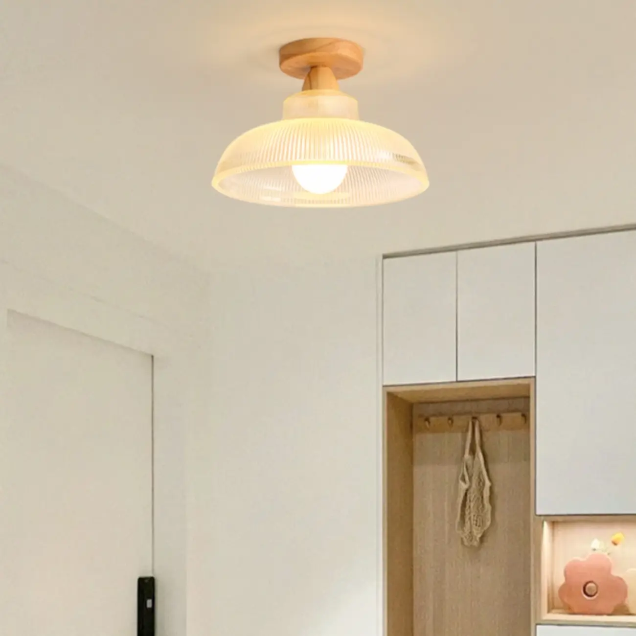 Modern LED Semi-Flush Ceiling Light with Clear Shade Image - 1 | homeyfad