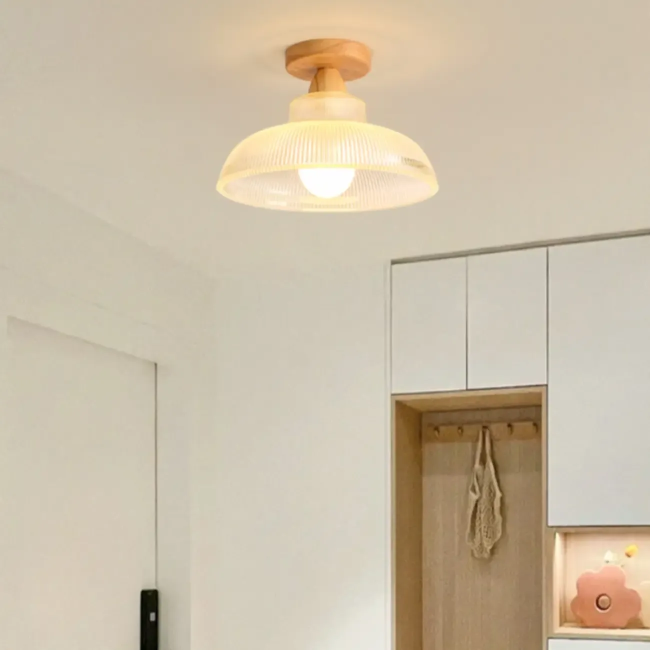 Modern LED Semi-Flush Ceiling Light with Clear Shade Image - 1