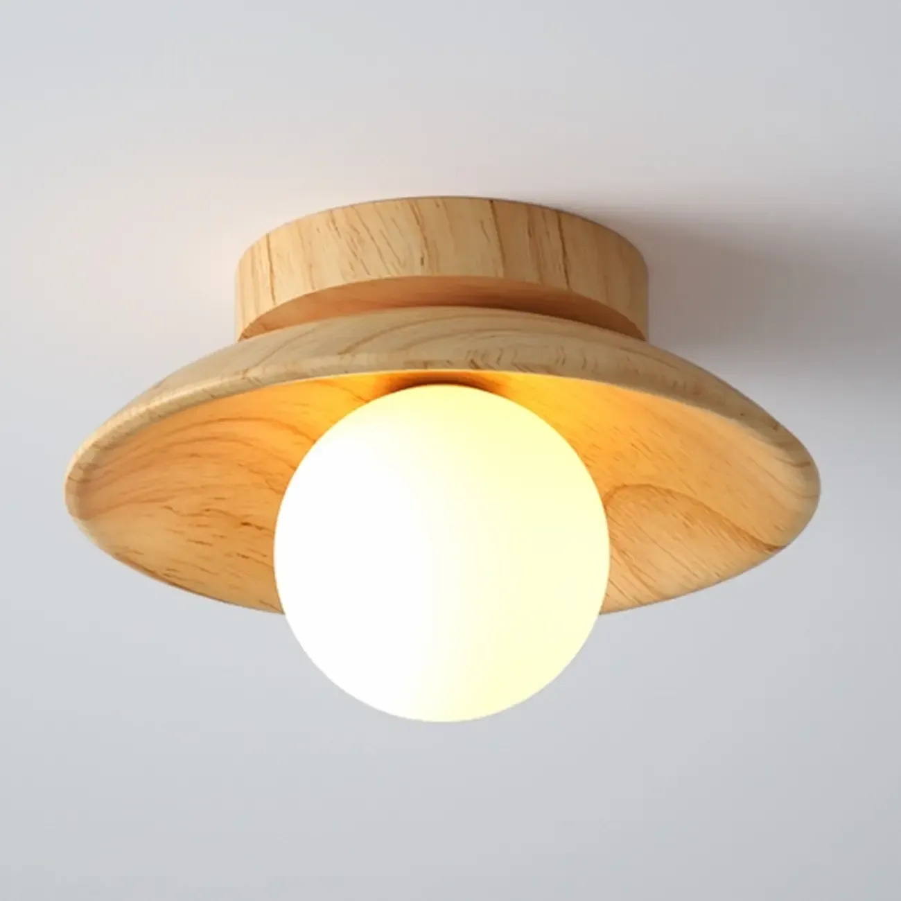 Simple Wooden Semi Flush Ceiling Light for Indoor Use Image - 7