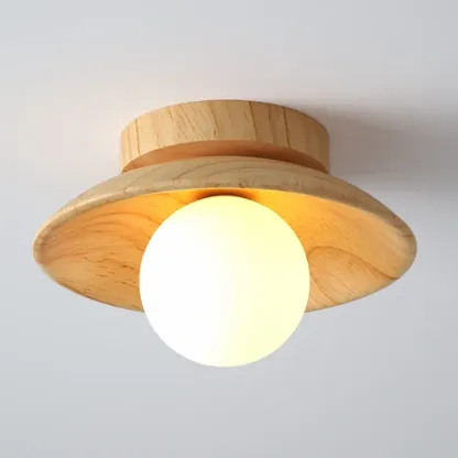 Simple Wooden Semi Flush Ceiling Light for Indoor Use Image - 7