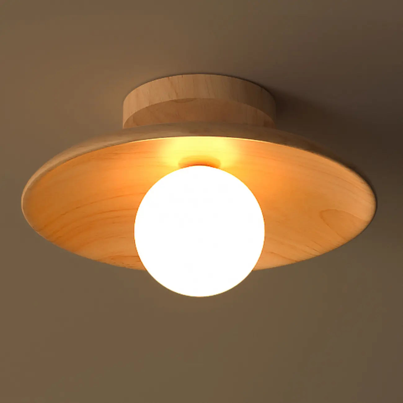 Simple Wooden Semi Flush Ceiling Light for Indoor Use Image - 8 | homeyfad