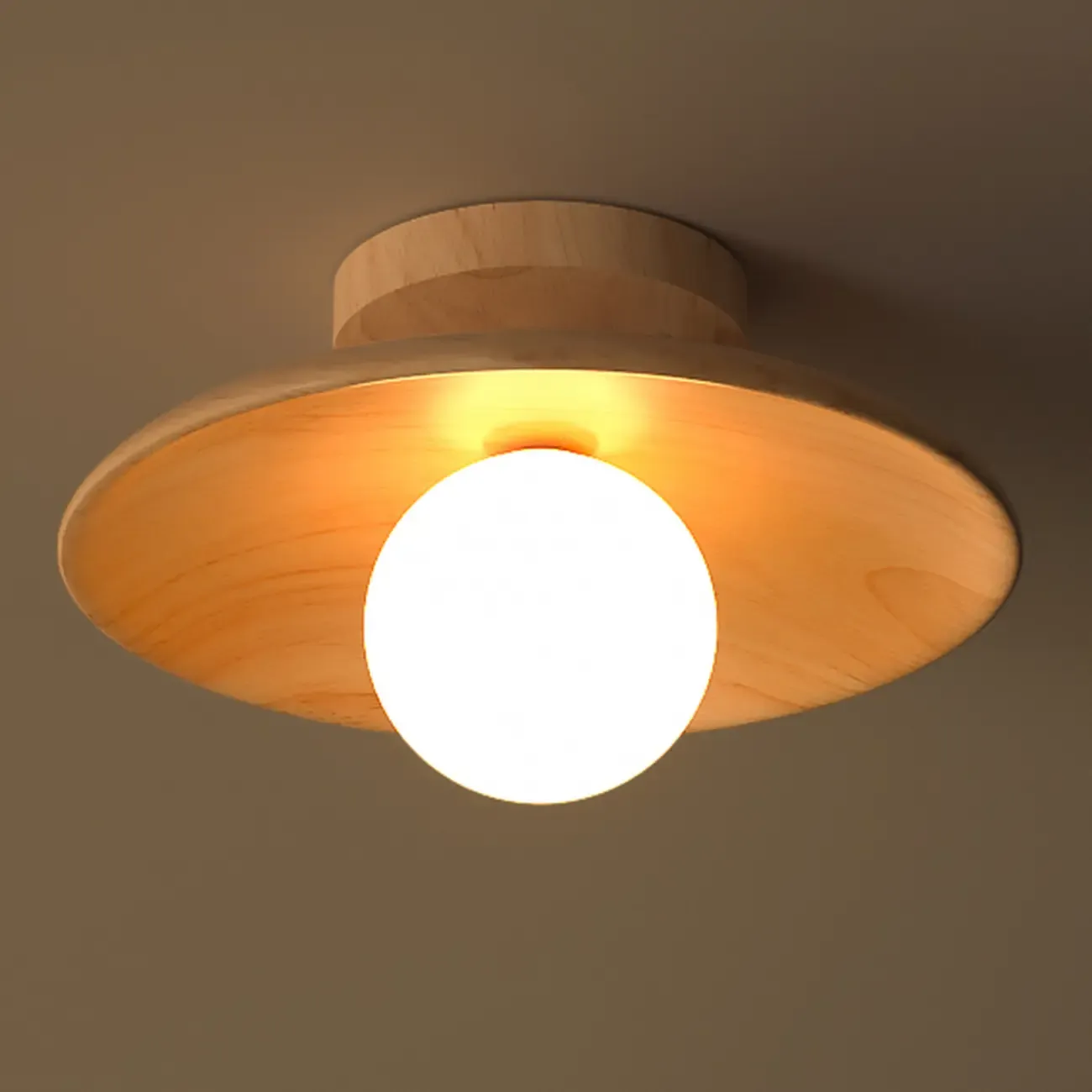 Simple Wooden Semi Flush Ceiling Light for Indoor Use Image - 8
