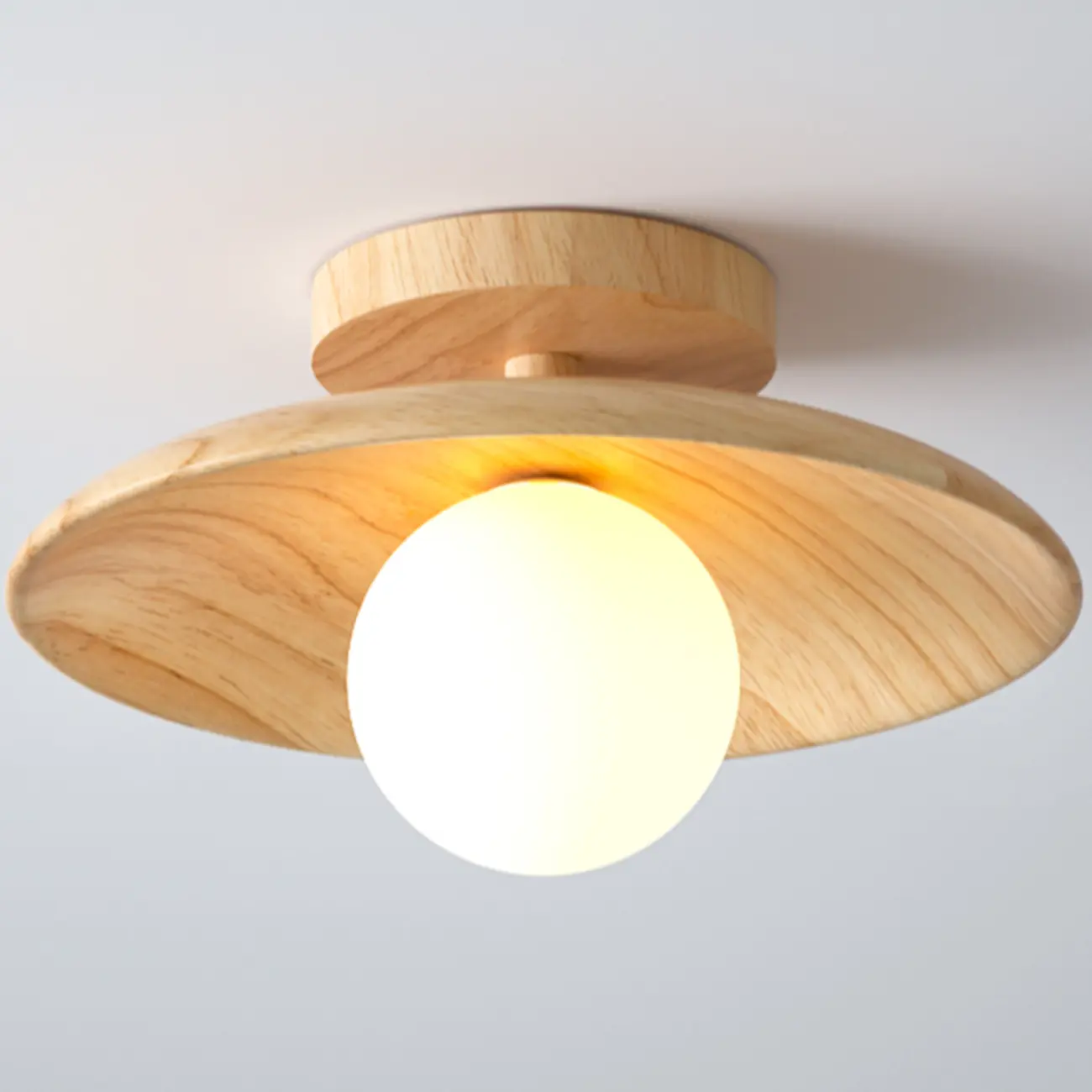 Simple Wooden Semi Flush Ceiling Light for Indoor Use Image - 9 | homeyfad