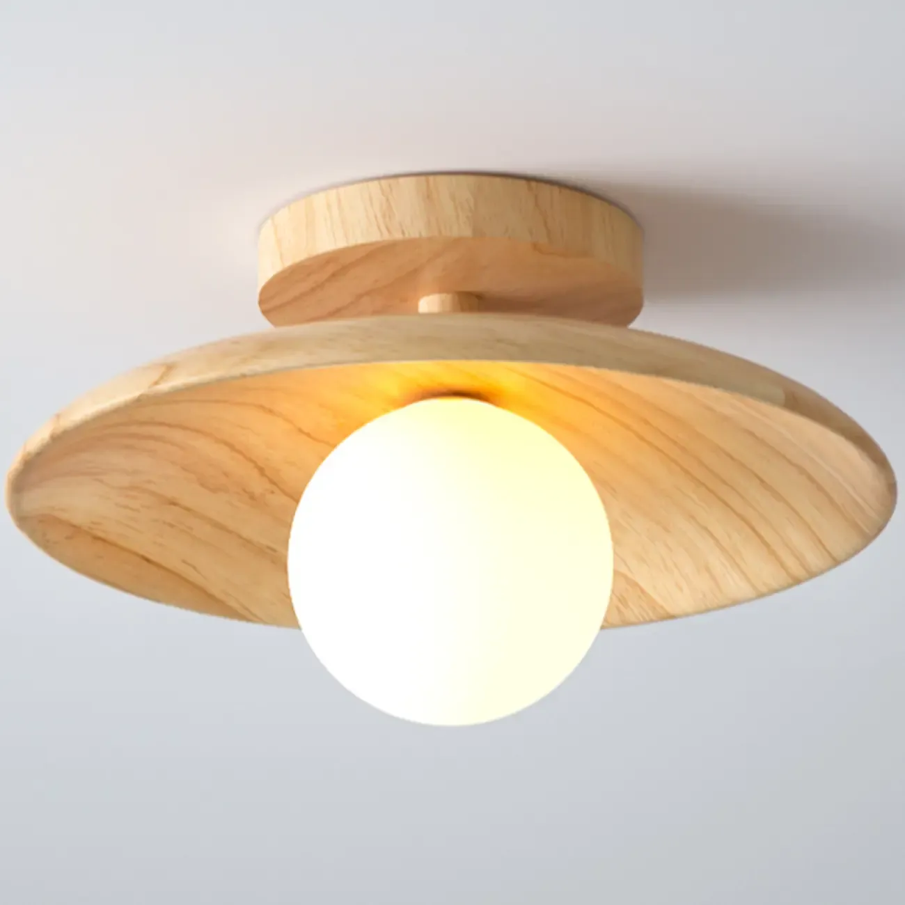 Simple Wooden Semi Flush Ceiling Light for Indoor Use Image - 9