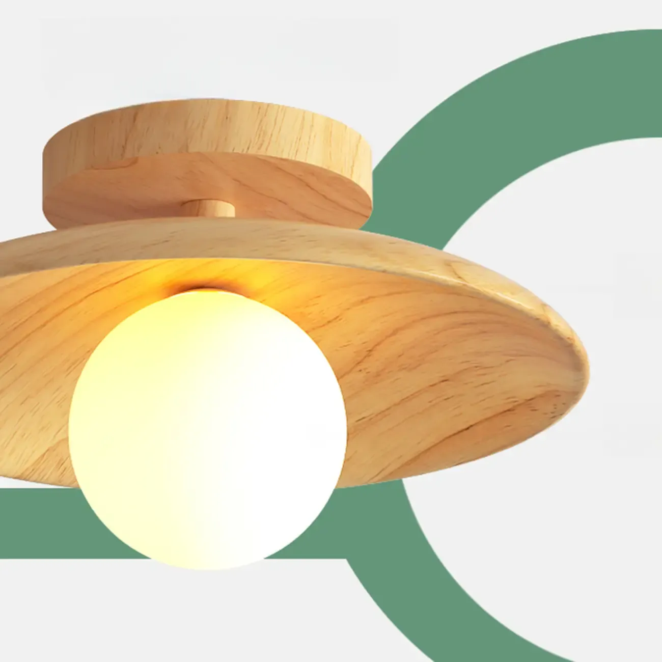 Simple Wooden Semi Flush Ceiling Light for Indoor Use Image - 12