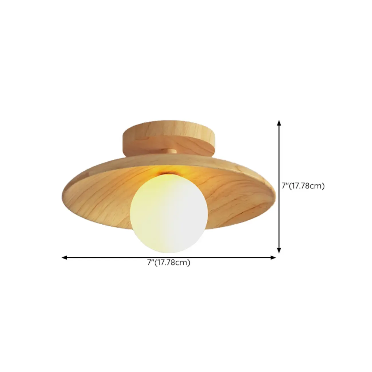Simple Wooden Semi Flush Ceiling Light for Indoor Use #size