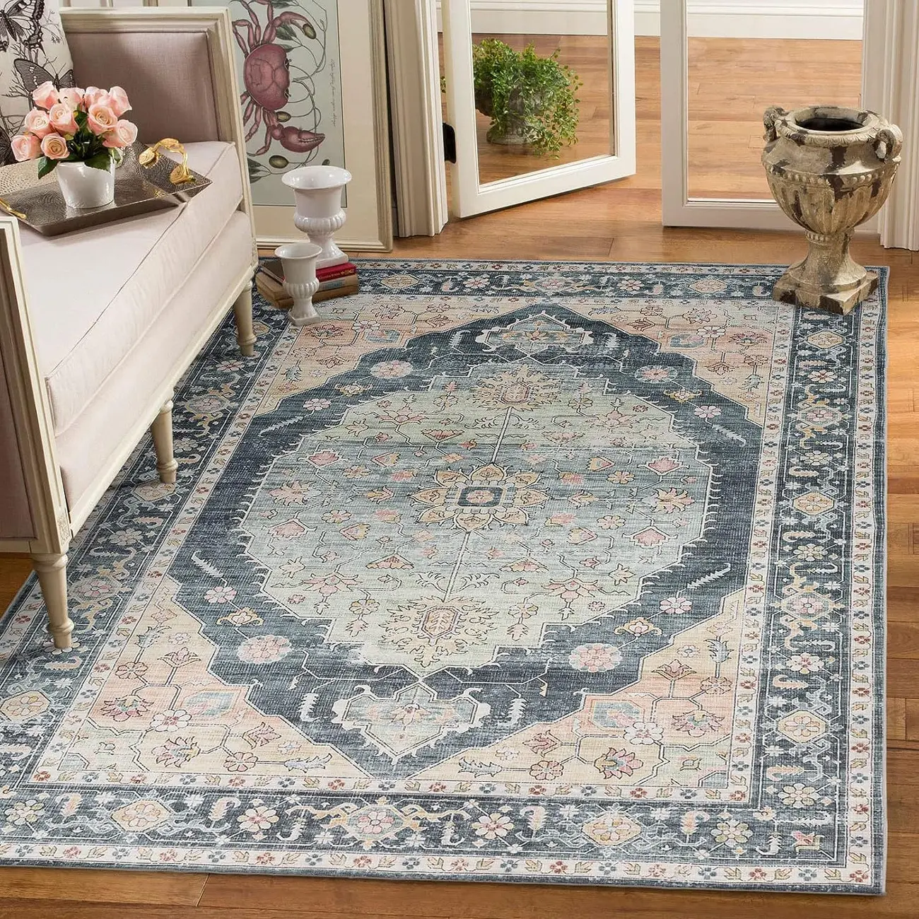 Vintage Faux Cashmere Rectangle Southwestern Area Rug Image - 2 | homeyfad