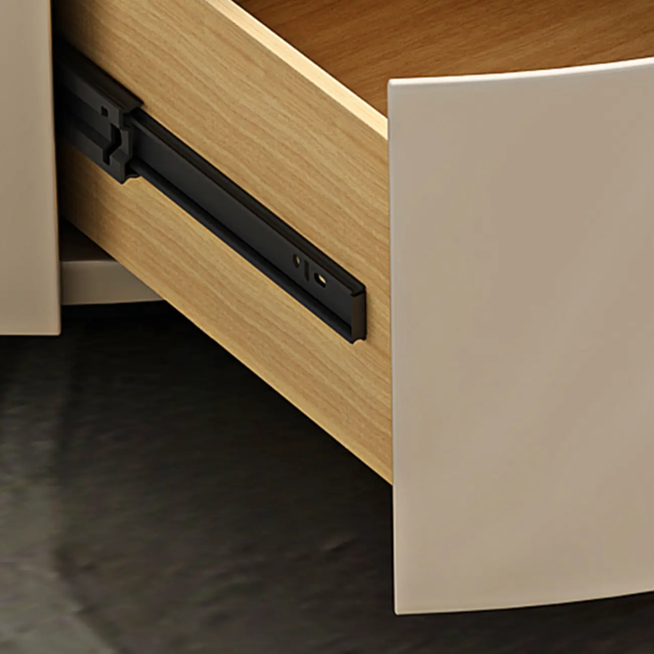 Modern Beige Nesting Coffee Table with Drawer- Free Form Image - 7 | homeyfad