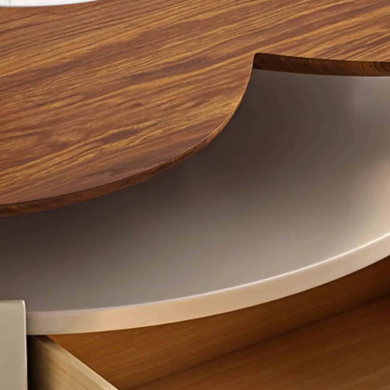 Modern Beige Nesting Coffee Table with Drawer- Free Form Image - 8 | homeyfad