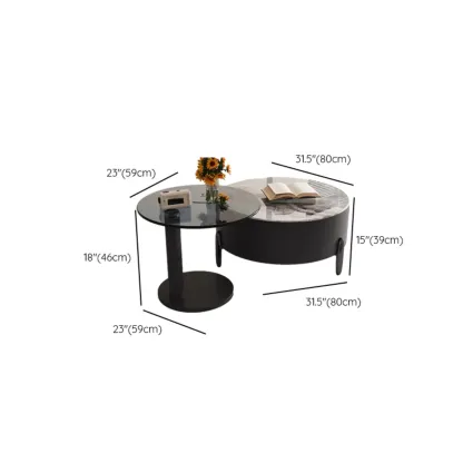Elegant Indoor Round Nesting Coffee Table with 2 Drawers Image - 21