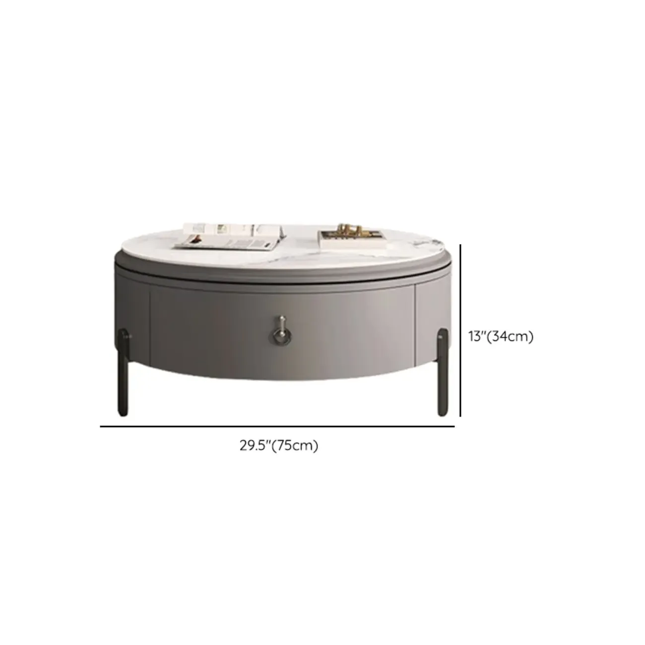 Gray Round Nesting Coffee Table with Storage, Lift Top Image - 15