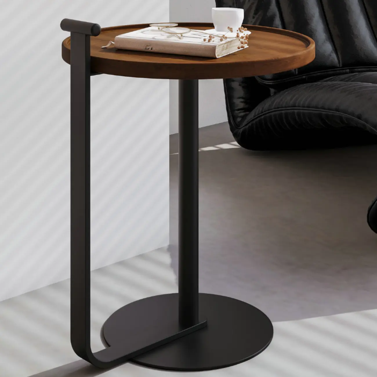 Minimalist Round Coffee Table for Living Room - Steel Base Image - 1 | homeyfad