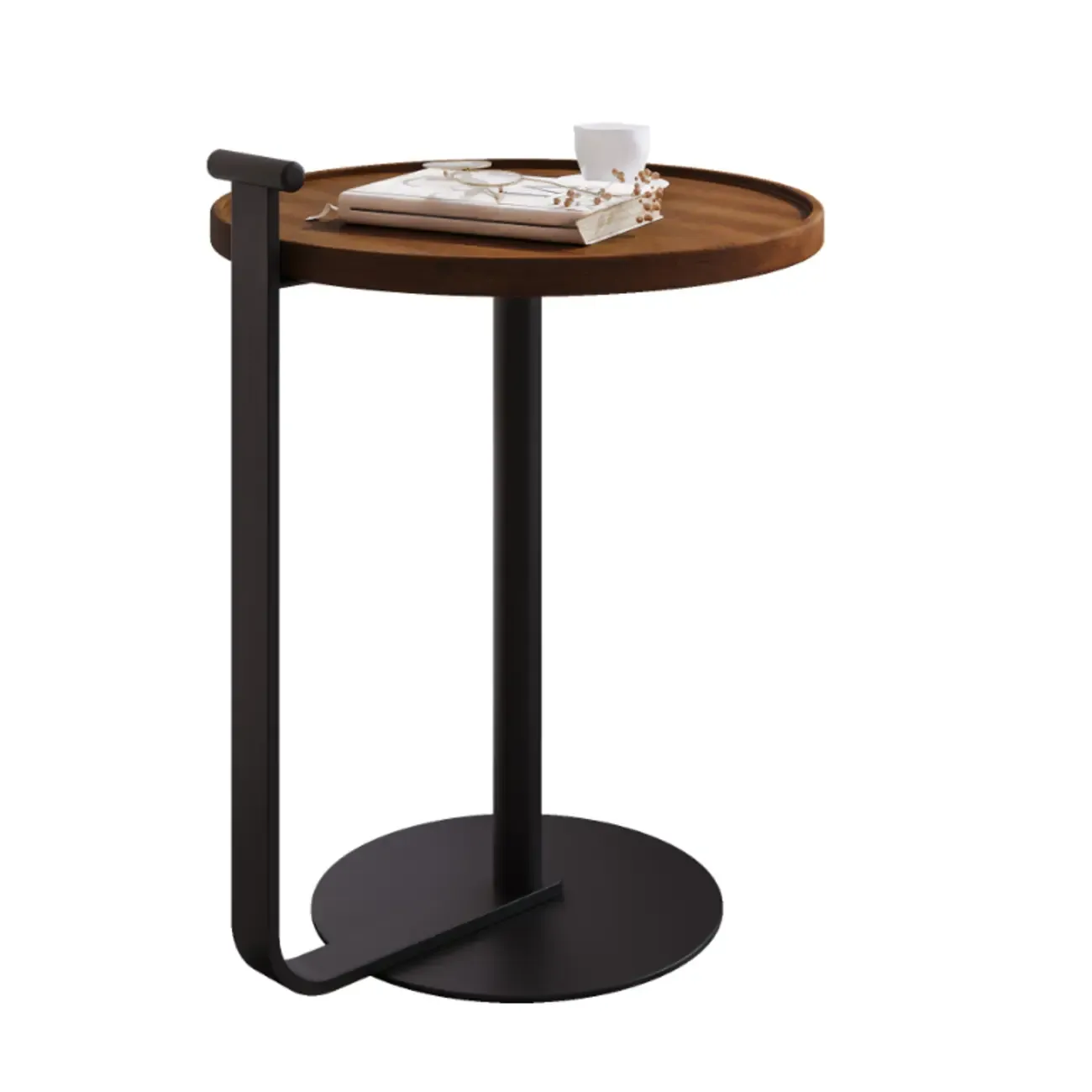 Minimalist Round Coffee Table for Living Room - Steel Base Image - 3