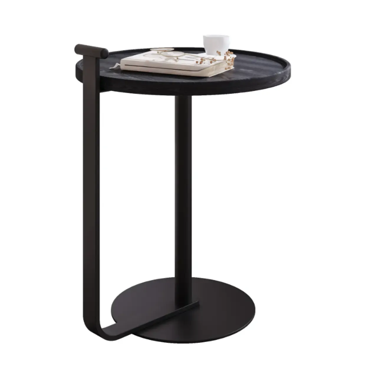 Minimalist Round Coffee Table for Living Room - Steel Base Image - 4