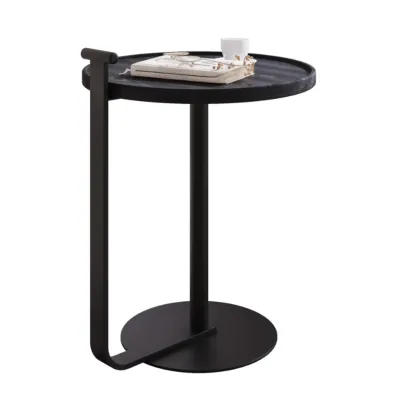 Minimalist Round Coffee Table for Living Room - Steel Base Image - 4