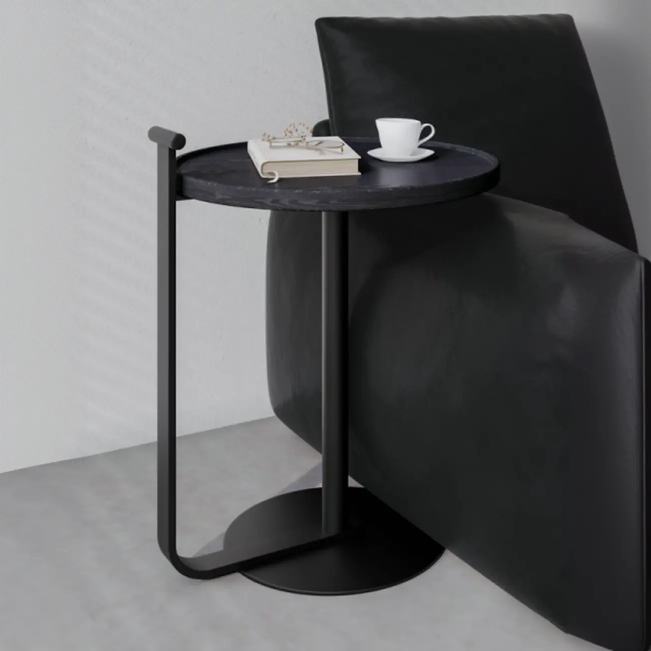 Minimalist Round Coffee Table for Living Room - Steel Base Image - 6 | homeyfad